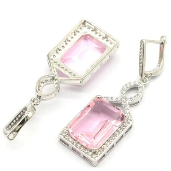 Pink Kunzite Diamond Earrings - Picture 3 of 3